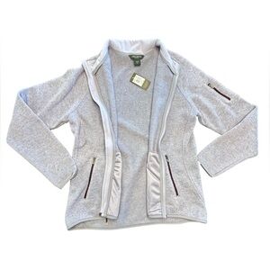 Eddie Bauer light gray Full Zip Sweater Fleece soft warm cozy lightweight NWT XL